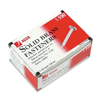 ACCO A7071506A 1.5 in. Capacity No. 6 Brass Prong Paper Fasteners - Brass (100/Box)