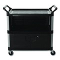 Customer Appreciation Sale! Save up to $60 on Select Tools | Rubbermaid Commercial FG409500BLA 40.63 in. x 20.75 in. x 37.81 in. 300 lbs. Capacity 3 Shelves Plastic Xtra Equipment Cart - Black image number 1