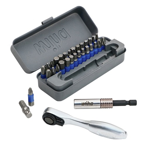 Socket Sets | Wiha Tools 76889 32-Piece GoBox TerminatorBlue Impact Bit Set with Mini Ratchet image number 0