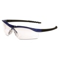 Work Gloves | MCR Safety DL310AF Dallas Wraparound Safety Glasses - Metallic Blue Frame/Clear Anti-Fog Lens image number 1