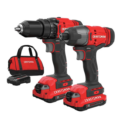  | Factory Reconditioned Craftsman CMCK200C2R 20V Variable Speed Lithium-Ion 1/2 in. Cordless Drill Driver and 1/4 in. Impact Driver Combo Kit (1.3 Ah) image number 0