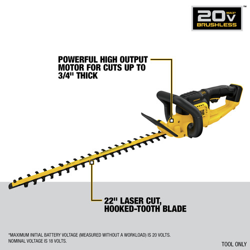 Dewalt 20V MAX Lithium Ion 22 In. Hedge Trimmer Tool Only DCHT820B