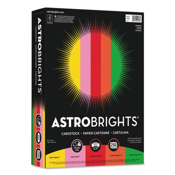 Astrobrights 21003 / 22003 8.5 in. x 11 in. 65 lbs. Cover Weight Color Cardstock - Assorted Vintage Colors (250/Pack)
