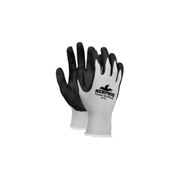 WORK GLOVES | MCR Safety Economy Foam Nitrile Gloves - Small Gray/Black (1-Dozen) - 9673S