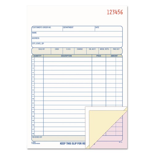  | Adams TC5805 5.56 x 7.94 Three-Part Carbonless Sales Order Pad, 50 Forms Total image number 0