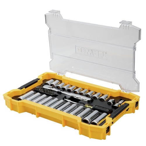Dewalt 85 Piece 3 8 in. and 1 2 in. Mechanic Tool Set with Tough System 2.0 Tray and Lid DWMT45403