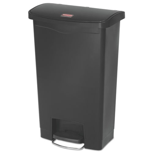  | Rubbermaid Commercial 1883611 Streamline 13-Gallon Front Step Style Resin Step-on Container - Black image number 0