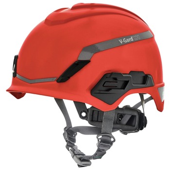 PROTECTIVE HEAD GEAR | MSA V-Gard H1 Fas-Trac III Pivot Novent ANSI EN397 Safety Helmet - Red - 10194792