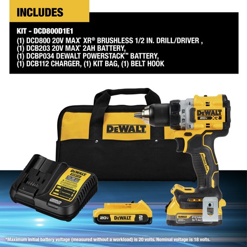 Cordless drill driver with 2 batteries top