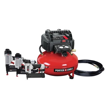 Factory Reconditioned Porter-Cable PCFP3KITR 3-Piece Nailer and 0.8 HP 6 Gallon Oil-Free Pancake Air Compressor Combo Kit