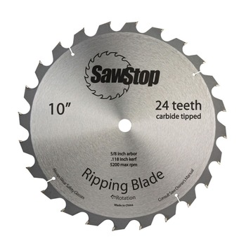 BLADES | SawStop 10 in. 24 Tooth Ripping Table Saw Blade - BTS-R-24ATB