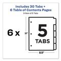 July Member-Exclusive Offer Save 10% off on One Item | Avery 11187 Ready Index 11 in. x 8.5 in. 5-Tab 1 to 5 Customizable TOC Dividers - Multicolor Tabs/White (6/Pack) image number 5