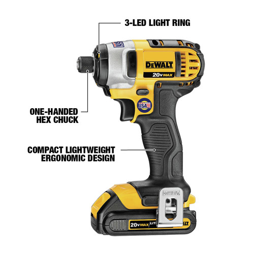 Dewalt 20V MAX Brushed Lithium Ion 1 4 in. Cordless Impact Driver Kit 1.5 Ah DCF885C1