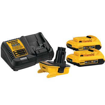 Dewalt 20V MAX Lithium Ion Battery Charger Adapter Kit for 18V Cordless Tools with 2 Batteries