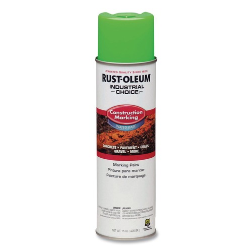 Paint | Rust-Oleum 264700 Industrial Choice 17 oz. Aerosol Can Water-Based Construction Marking Paint - Gloss Fluorescent Green (12/Carton) image number 0
