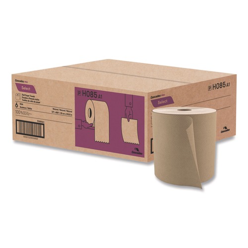  | Cascades PRO H085 7.9 in. x 800 ft. 1-Ply Select Roll Paper Towels - Natural (6/Carton) image number 0