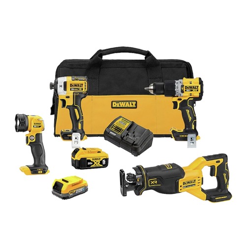 Combo Kits | Factory Reconditioned Dewalt DCK449E1P1R 20V MAX Lithium-Ion Cordless 4-Tool Combo Kit with 2 Batteries (1.7 Ah/5 Ah) image number 0