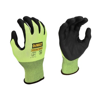 SAFETY EQUIPMENT | Dewalt Hi-Vis HPPE Cut Touchscreen Gloves - Medium, Tagged (12/Carton) - DPG833TM