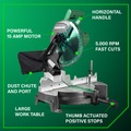 Miter Saws | Metabo HPT C10FCGSM 15 Amp Single Bevel 10 in. Corded Compound Miter Saw image number 2