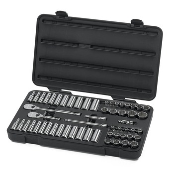 GearWrench (57-Piece) 3/8 in. Drive 12-Point Standard and Deep SAE/Metric Mechanics Tool Set - 80551