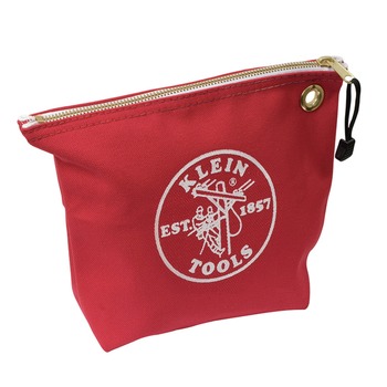Klein Tools 5539RED 10 in. x 3.5 in. x 8 in. Canvas Zipper Consumables Tool Pouch - Red