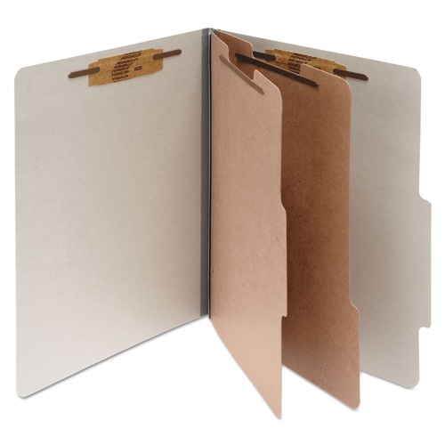 July Member-Exclusive Offer Save 10% off on One Item | ACCO A7015056 3 in. Expansion Pressboard Letter Size 6-Fastener Classification Folders - Mist Gray Exterior (10/Box) image number 0
