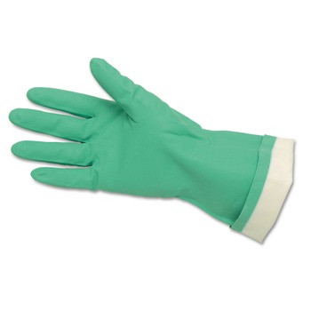 DISPOSABLE GLOVES | MCR Safety Flock-Lined Nitrile Gloves - One Size Green (1-Dozen) - 5319E