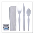  | Boardwalk BWKFKTNSHWPSWH Heavyweight Fork/Knife/Napkin/Pepper/Salt/Spoon 6-Piece Plastic Cutlery Kit - White (250/Carton) image number 0