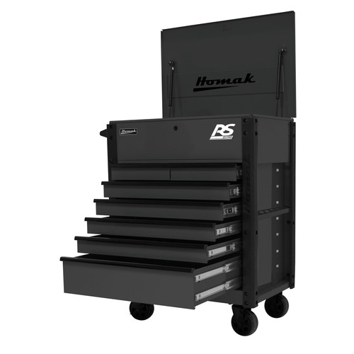 Tool Carts | Homak BK06035247 35 in. 7 Drawer Flip-Top Service Cart - Black image number 0