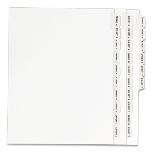 July Member-Exclusive Offer Save 10% off on One Item | Avery 01370 11 in. x 8.5 in. 26-Tab Exhibit A to Exhibit Z Avery Style Preprinted Legal Exhibit Side Tab Index Dividers - White (1-Set) image number 0