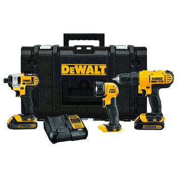 Dewalt 3-Tool Combo Kit - 20V MAX Cordless with (2) 1.3 Ah Batteries & ToughSystem Case - DCKTS340C2