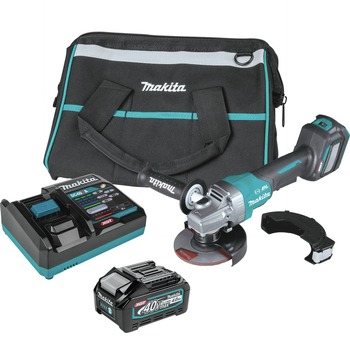Makita 40V max XGT Brushless Lithium-Ion 4-1/2 in./5 in. Cordless Paddle Switch Angle Grinder Kit with Electric Brake and AWS (4 Ah) - GAG06M1