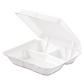  | Dart 80HT3R 3-Compartment 7.5 in. x 8 in. x 2.3 in. Foam Hinged Lid Containers - White (200/Carton) image number 4