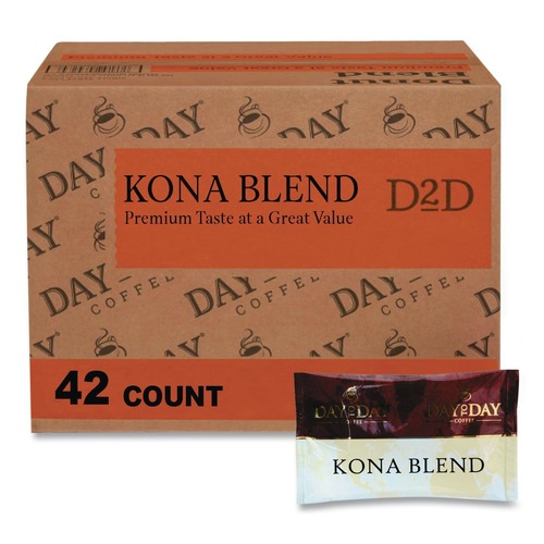 Percentage Off | Day to Day Coffee 23002 1.5 oz. Pack 100 Percent Pure Coffee - Kona Blend (42 Packs/Carton) image number 0