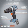 Combo Kits | Senix S2K2B2-02 20V Max Brushless 1/2 in. Cordless Hammer Drill/Driver and 1/4 in. Impact Driver Combo Kit with 2 Batteries (2 Ah) image number 9