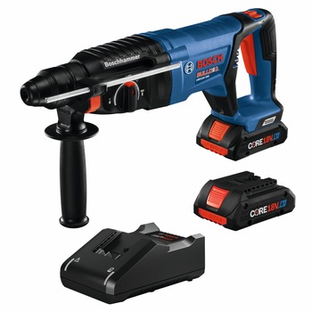 CLEARANCE | Bosch GBH18V-26DK25 18V Bulldog Brushless SDS-Plus Lithium-Ion 1 in. Cordless Rotary Hammer Kit with 2 Batteries (4 Ah)