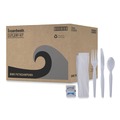  | Boardwalk BWKFKTNSHWPSWH Heavyweight Fork/Knife/Napkin/Pepper/Salt/Spoon 6-Piece Plastic Cutlery Kit - White (250/Carton) image number 3