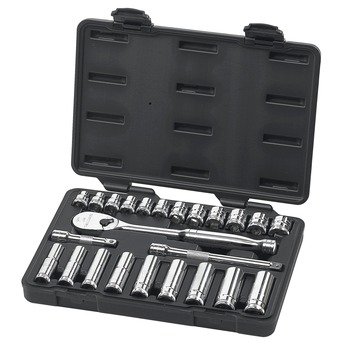 GearWrench (24-Piece) 3/8 in. Drive 6 and 12-Point Standard and Deep Metric Mechanics Tool Set - 80559