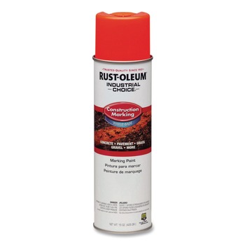Rust-Oleum Industrial Choice 17 oz. Aerosol Can Water-Based Construction Marking Paint - Gloss Fluorescent Red-Orange (12/Carton) - 264699
