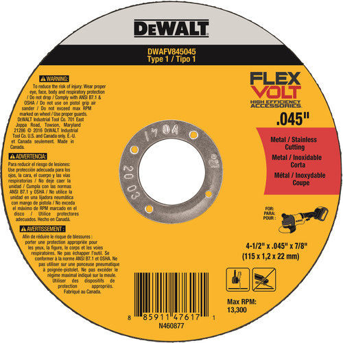 Grinding Sanding Polishing Accessories | Dewalt DWAFV845045 T1 FLEXVOLT Cutting Wheel 4-1/2 in. x .045 in. x 7/8 in. image number 0