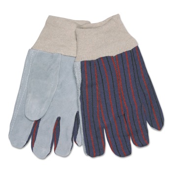 DISPOSABLE GLOVES | MCR Safety 1040 Leather Palm Glove - Larger Gray/White (1-Dozen) - 1040