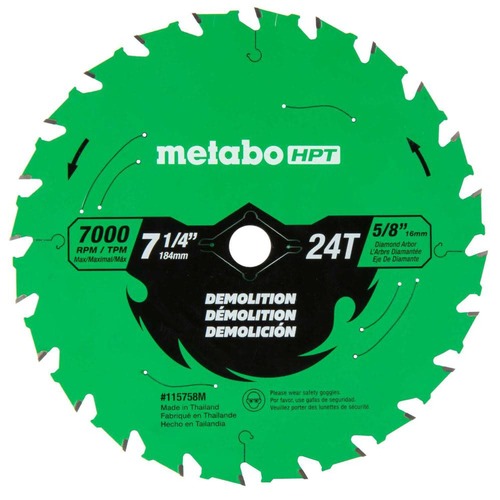 Circular Saw Blades | Metabo HPT 115758M 7-1/4 in. 24-Tooth Industrial PTFE Circular Saw Demo Blade image number 0