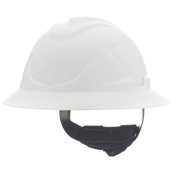 MSA V-Gard C1 Fas-Trac III Full Brim Non-Vented Hard Hat - White - 10215837