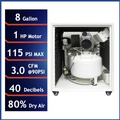 Portable Air Compressors | California Air Tools CAT-8010DSPCAD 1 HP 8 Gallon Ultra Quiet and Oil-Free Dolly Air Compressor with Sound Proof Cabinet, Air Dryer and Auto Drain image number 5