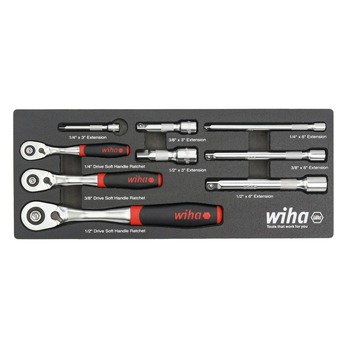 SOCKETS AND RATCHETS | Wiha Tools 9-Piece SoftFinish Ratchet Tray Set - 33388