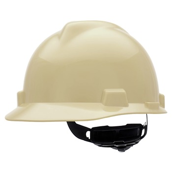 PROTECTIVE HEAD GEAR | MSA V-Gard Slotted Cap with Fas-Trac III Suspension - Light Buff - 495856