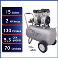 Portable Air Compressors | California Air Tools CAT-15020C-22060 2 HP 15 Gallon 220V 60 Hz Ultra Quiet and Oil-Free Wheelbarrow Air Compressor image number 5