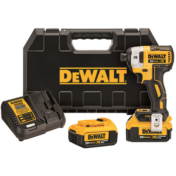 DRILLS | Dewalt 20V MAX XR 4.0 Ah Cordless Lithium-Ion 1/4 in. Brushless Impact Driver Kit - DCF887M2