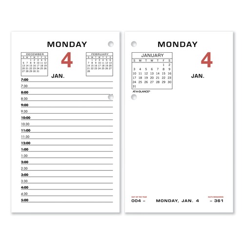  | AT-A-GLANCE E017-50 12-Month: Jan 2026 to Dec 2026 3.5 in. x 6 in. 2-Color Desk Calendar Refill - White Sheets image number 0