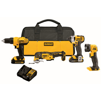 Dewalt 4-Tool Combo Kit - 20V MAX Cordless with (2) 1.5Ah Batteries - DCK444C2